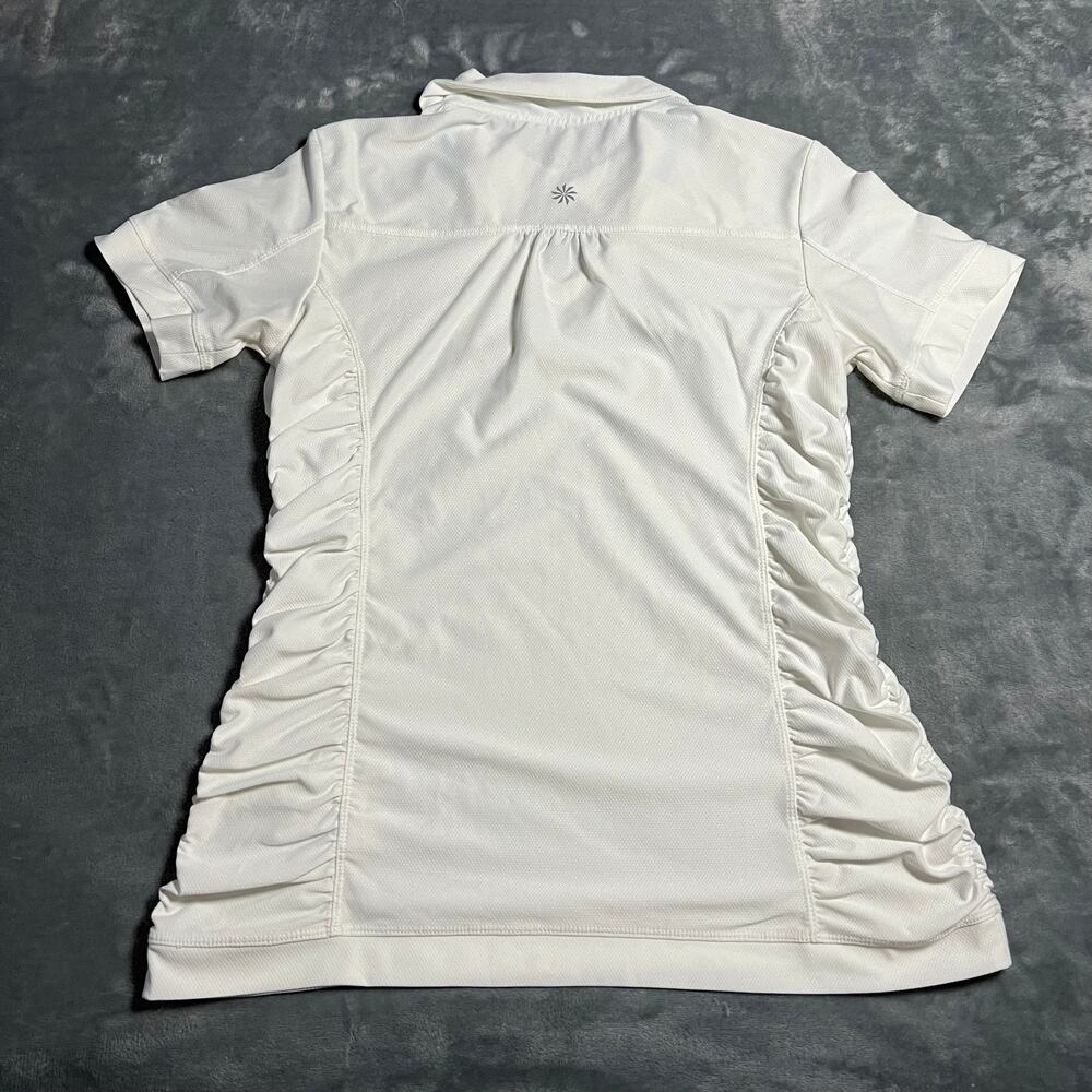Athleta V-Neck Birdie Ruched Polo Top Size S Golf Tennis Pickle Ball Active - Picture 2 of 8